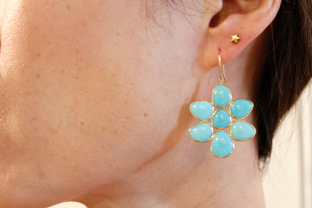 Bloom Turquoise Earrings-Earrings-Nari Fine Jewels-Nari Fine Jewels
