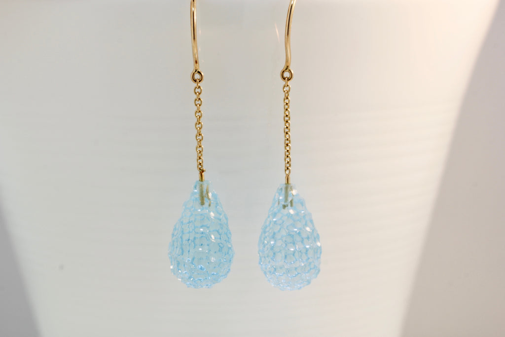 Nina Blue Topaz Special Cut Briolette Dangle Earrings-Earrings-Nari Fine Jewels-Nari Fine Jewels