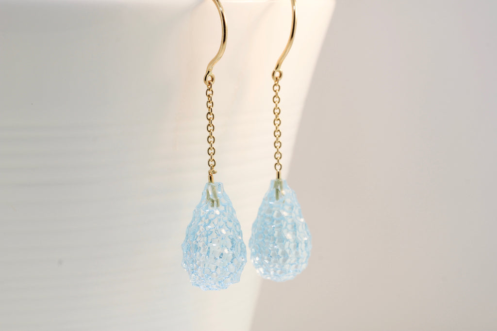 Nina Blue Topaz Special Cut Briolette Dangle Earrings-Earrings-Nari Fine Jewels-Nari Fine Jewels