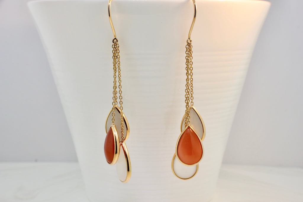 Cascade Colored Moonstone Triple Dangle Earrings-Earrings-Nari Fine Jewels-Nari Fine Jewels
