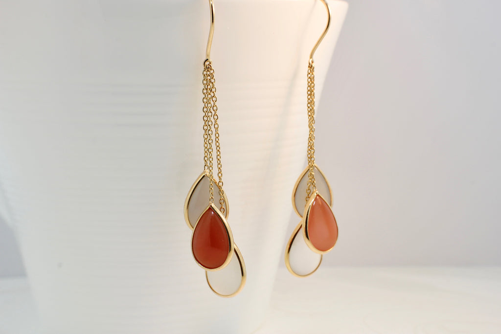 Cascade Colored Moonstone Triple Dangle Earrings-Earrings-Nari Fine Jewels-Nari Fine Jewels