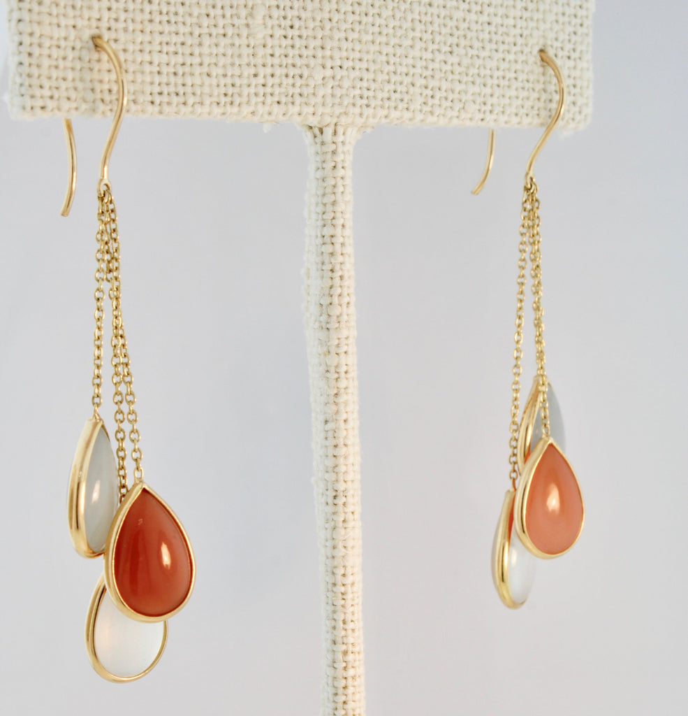 Cascade Colored Moonstone Triple Dangle Earrings-Earrings-Nari Fine Jewels-Nari Fine Jewels