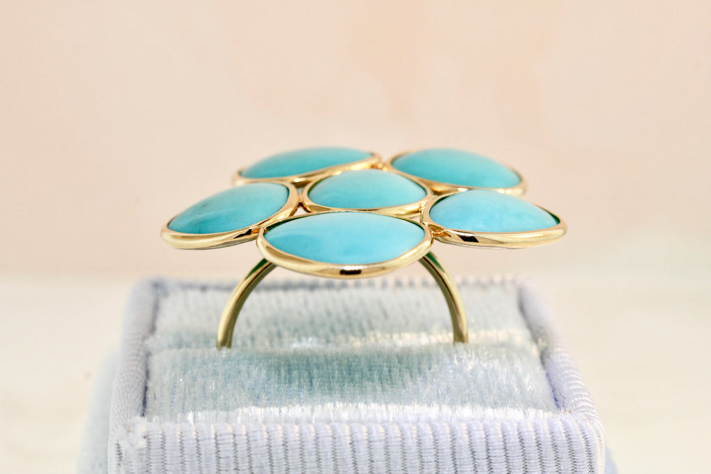 Bloom Turquoise Flower Ring-Rings-Nari Fine Jewels-Nari Fine Jewels