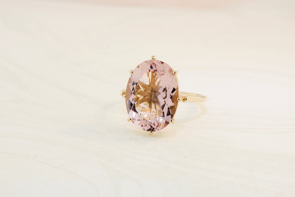Audra Morganite 8 Prong Solitaire Ring-Rings-Nari Fine Jewels-Nari Fine Jewels
