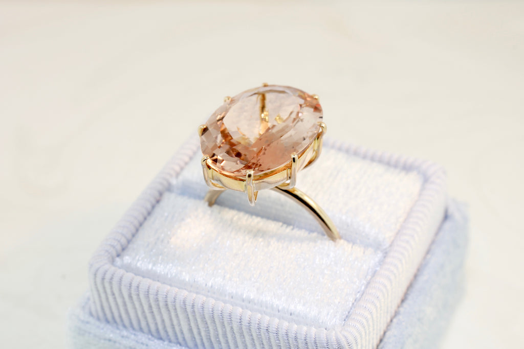 Ailey Floating Morganite 8 Prong Solitaire Ring-Rings-Nari Fine Jewels-Nari Fine Jewels