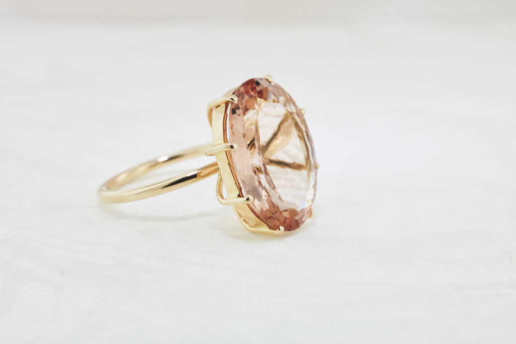 Ailey Floating Morganite 8 Prong Solitaire Ring-Rings-Nari Fine Jewels-Nari Fine Jewels