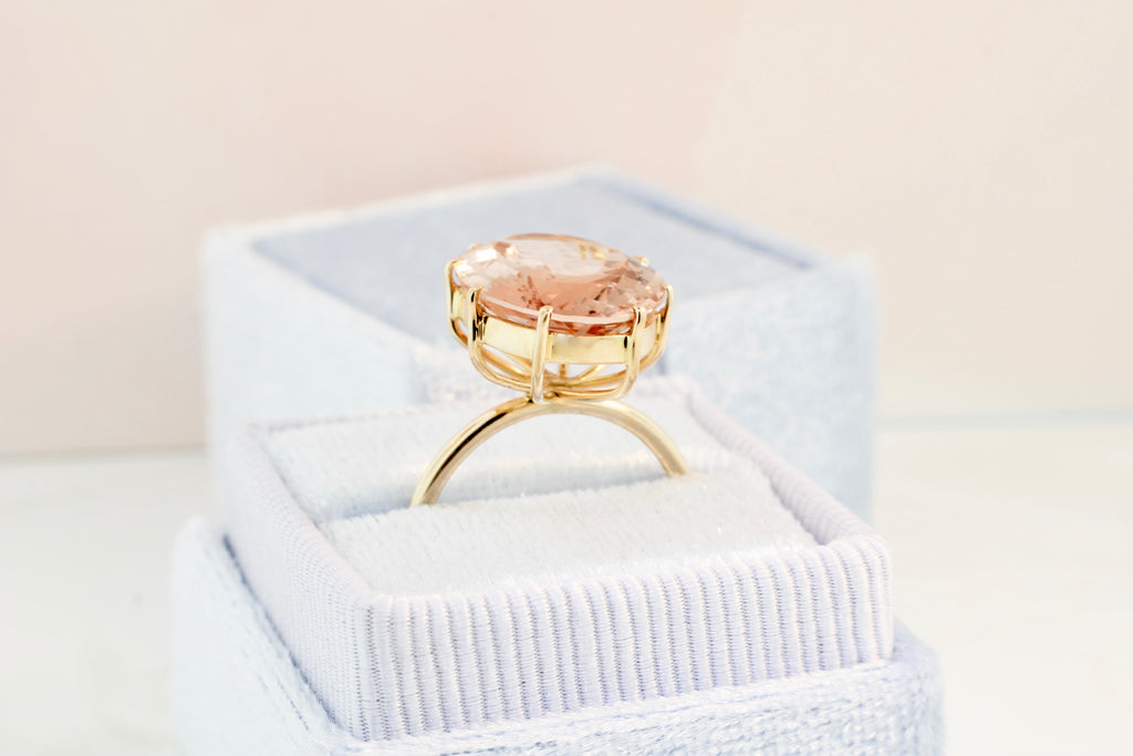 Ailey Morganite 8 Prong Solitaire Ring-Rings-Nari Fine Jewels-Nari Fine Jewels