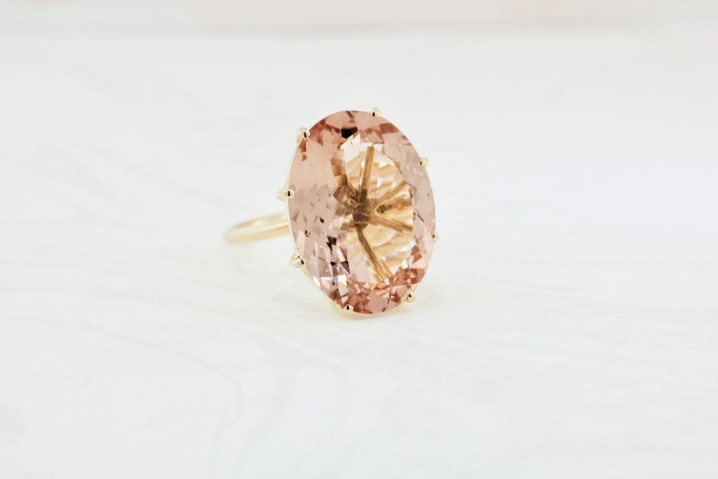 Ailey Morganite 8 Prong Solitaire Ring-Rings-Nari Fine Jewels-Nari Fine Jewels