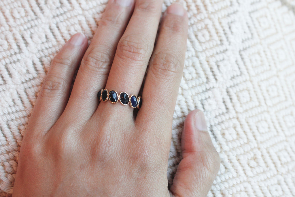Aiyana Sapphire Oval Eternity Ring-Rings-Nari Fine Jewels-Nari Fine Jewels