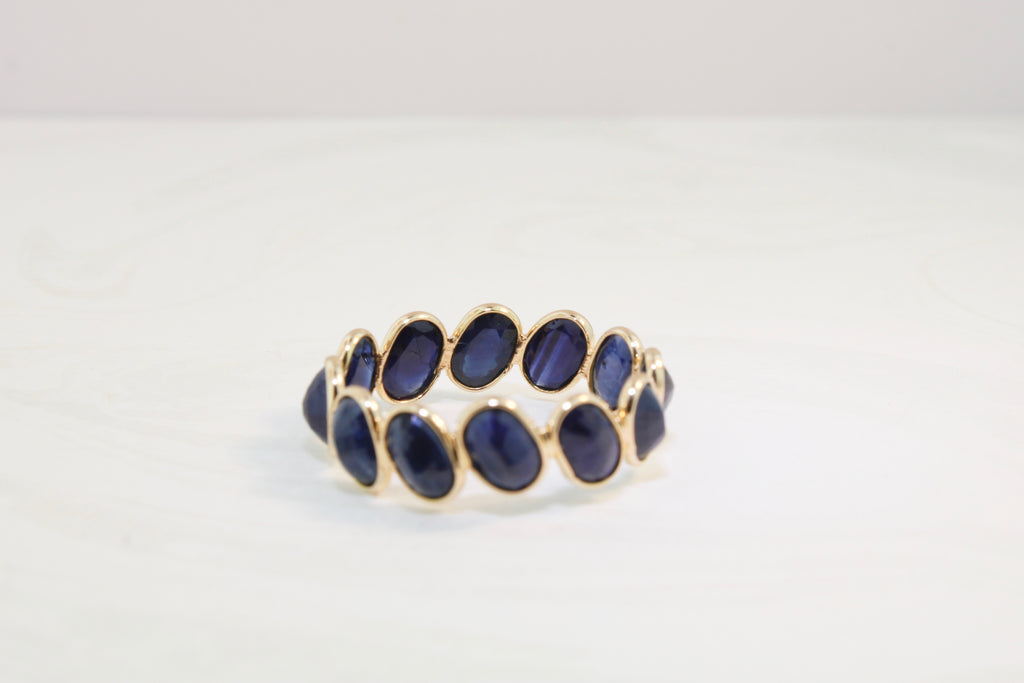 Aiyana Sapphire Oval Eternity Ring-Rings-Nari Fine Jewels-Nari Fine Jewels
