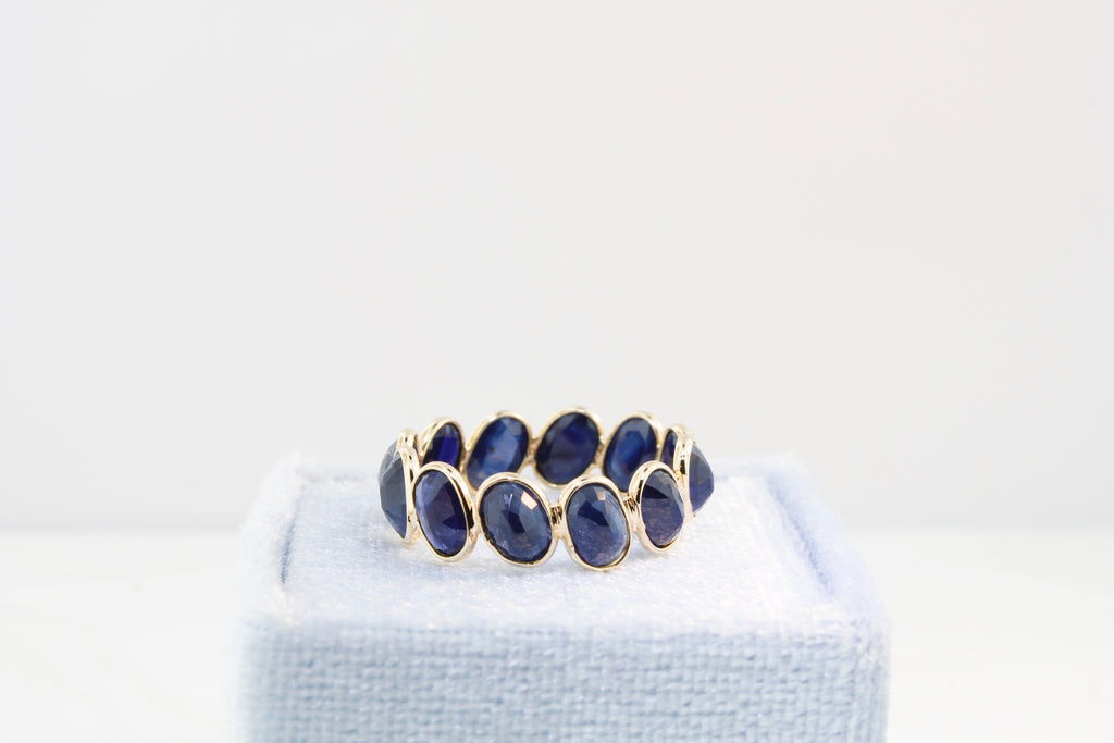 Aiyana Sapphire Oval Eternity Ring-Rings-Nari Fine Jewels-Nari Fine Jewels