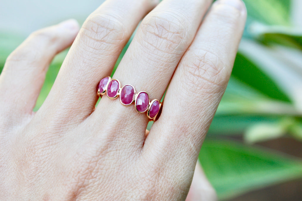 Aiyana Ruby Oval Eternity Ring-Rings-Nari Fine Jewels-Nari Fine Jewels