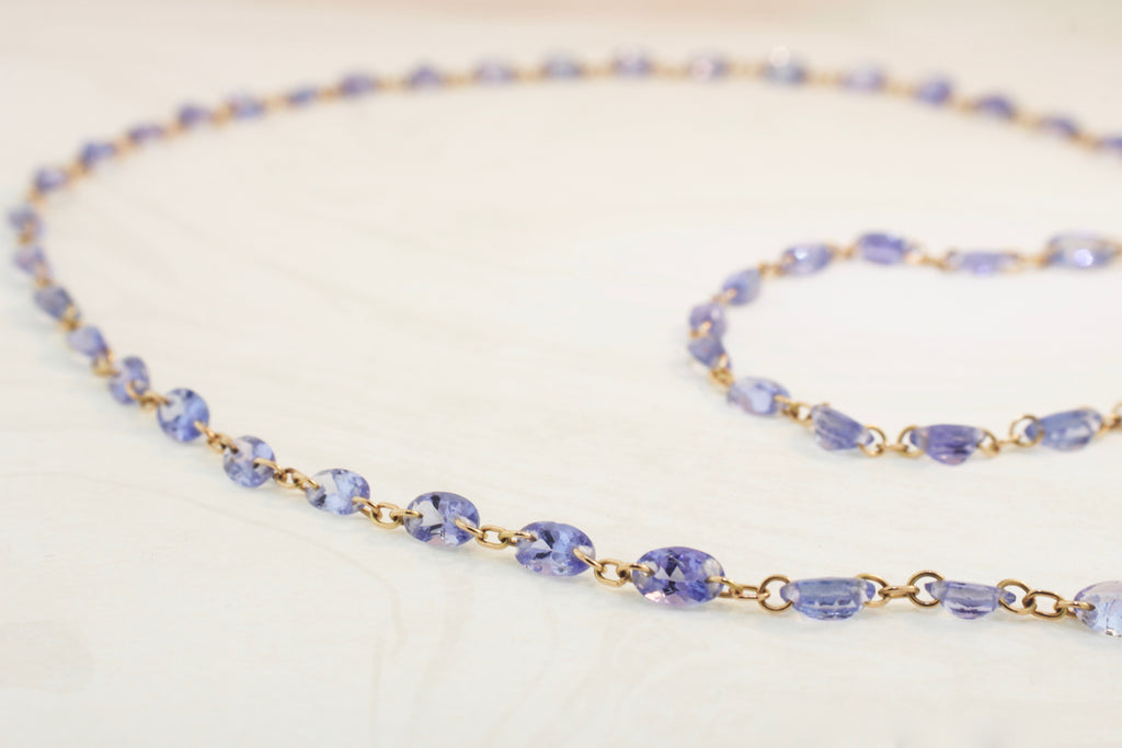 Lainie Tanzanite Oval Minimalist Floating Necklace-Necklaces-Nari Fine Jewels-Nari Fine Jewels