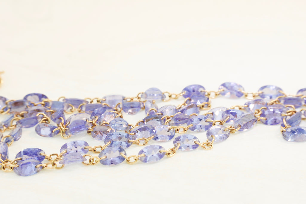 Lainie Tanzanite Oval Minimalist Floating Necklace-Necklaces-Nari Fine Jewels-Nari Fine Jewels