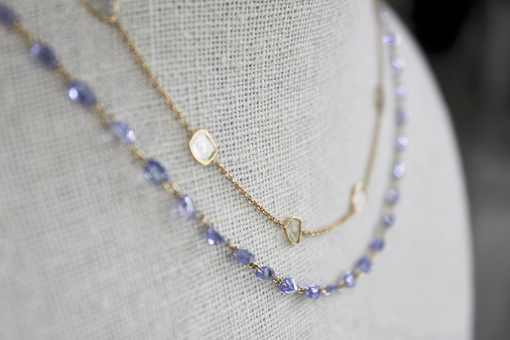 Lainie Tanzanite Oval Minimalist Floating Necklace-Necklaces-Nari Fine Jewels-Nari Fine Jewels