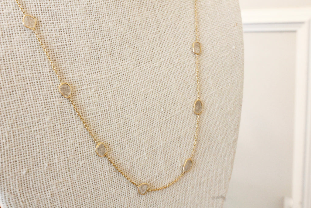 Stella Diamond Slice Station Necklace-Necklaces-Nari Fine Jewels-Nari Fine Jewels