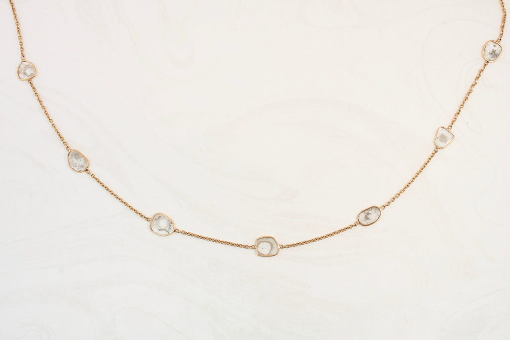 Stella Diamond Slice Station Necklace-Necklaces-Nari Fine Jewels-Nari Fine Jewels