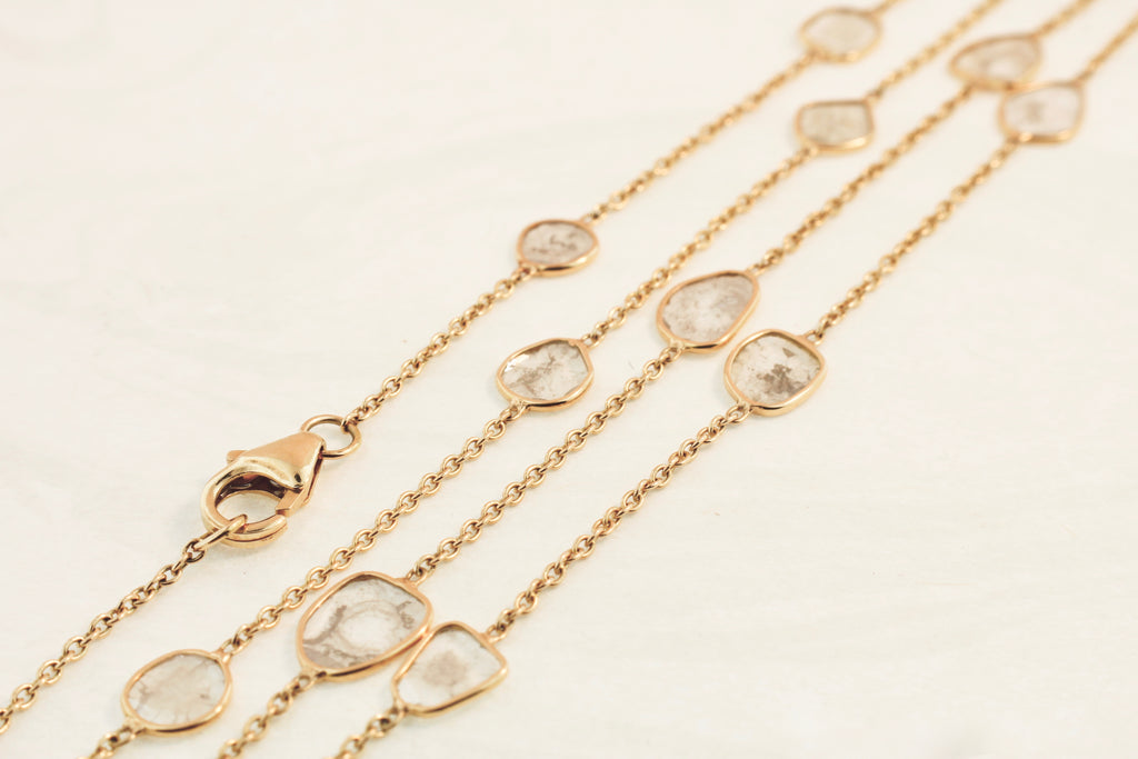 Stella Diamond Slice Station Necklace-Necklaces-Nari Fine Jewels-Nari Fine Jewels