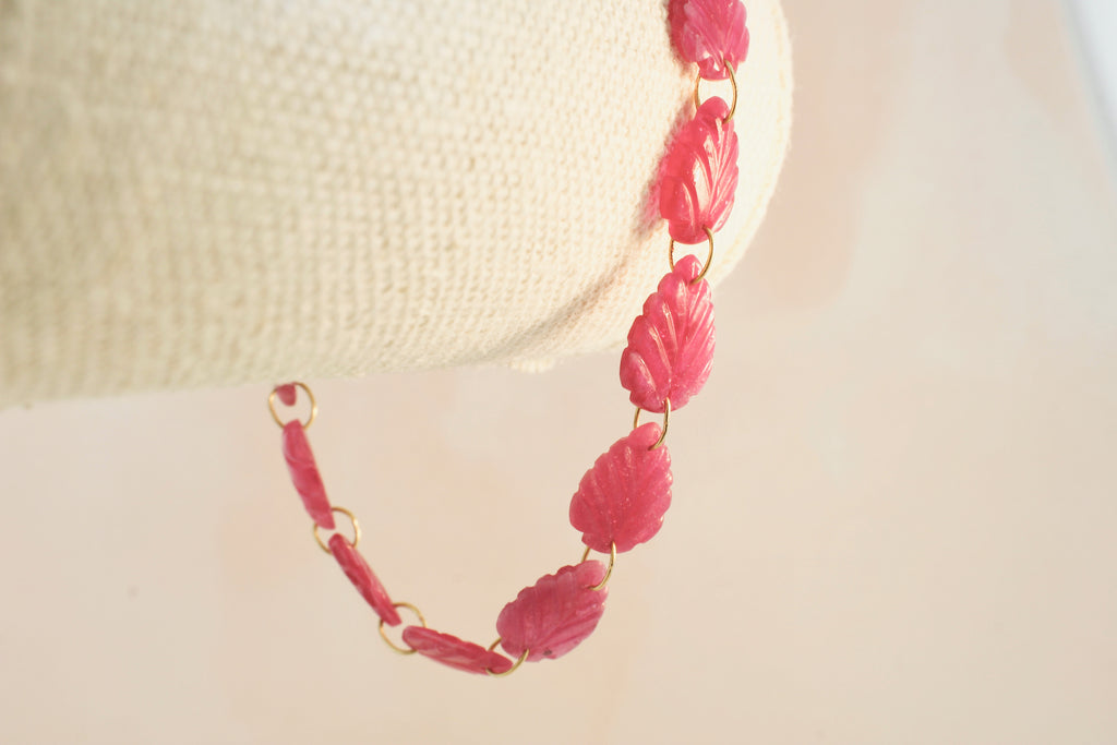 Elba Ruby Carved Leaf Bracelet-Bracelets-Nari Fine Jewels-Nari Fine Jewels
