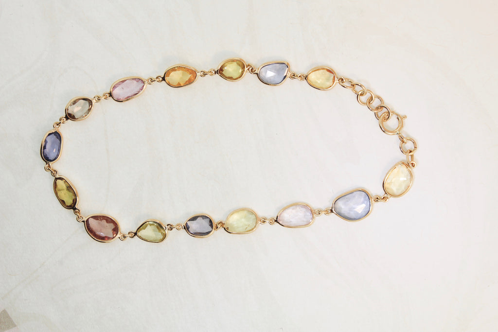 Nura Multi Colored Sapphire Bezel Bracelet-Bracelets-Nari Fine Jewels-Nari Fine Jewels
