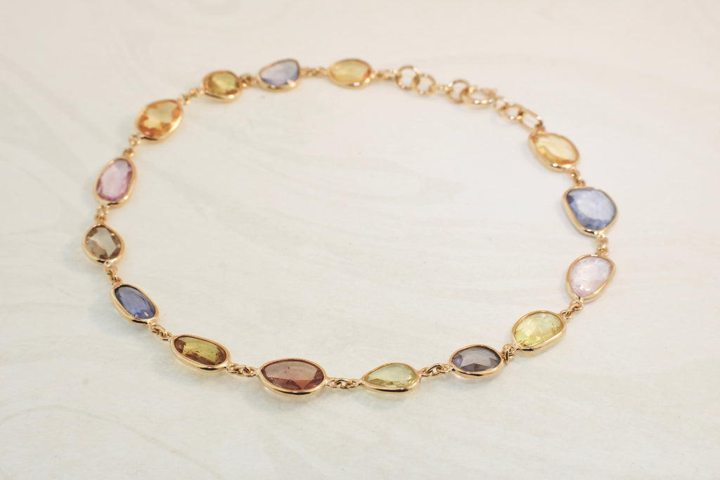 Nura Multi Colored Sapphire Bezel Bracelet-Bracelets-Nari Fine Jewels-Nari Fine Jewels