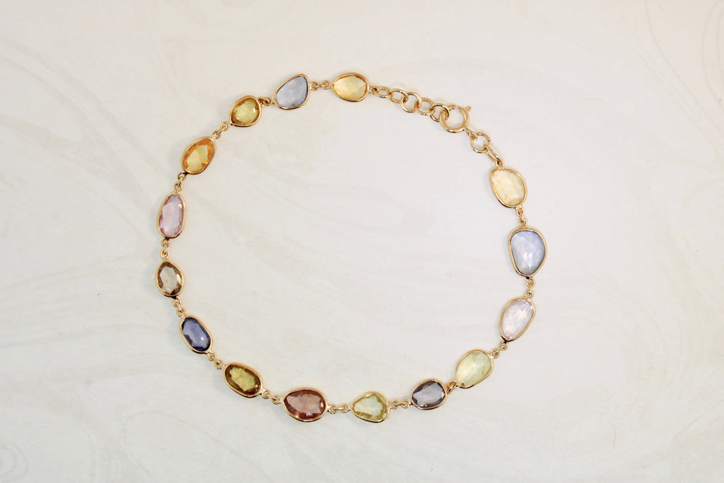 Nura Multi Colored Sapphire Bezel Bracelet-Bracelets-Nari Fine Jewels-Nari Fine Jewels