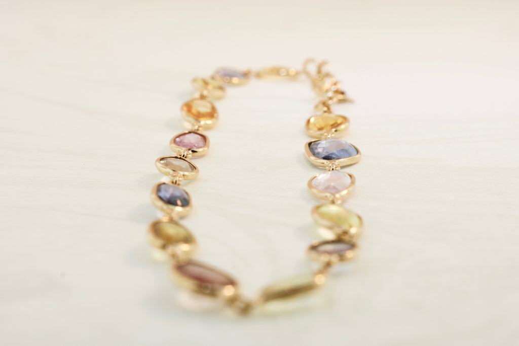 Nura Multi Colored Sapphire Bezel Bracelet-Bracelets-Nari Fine Jewels-Nari Fine Jewels