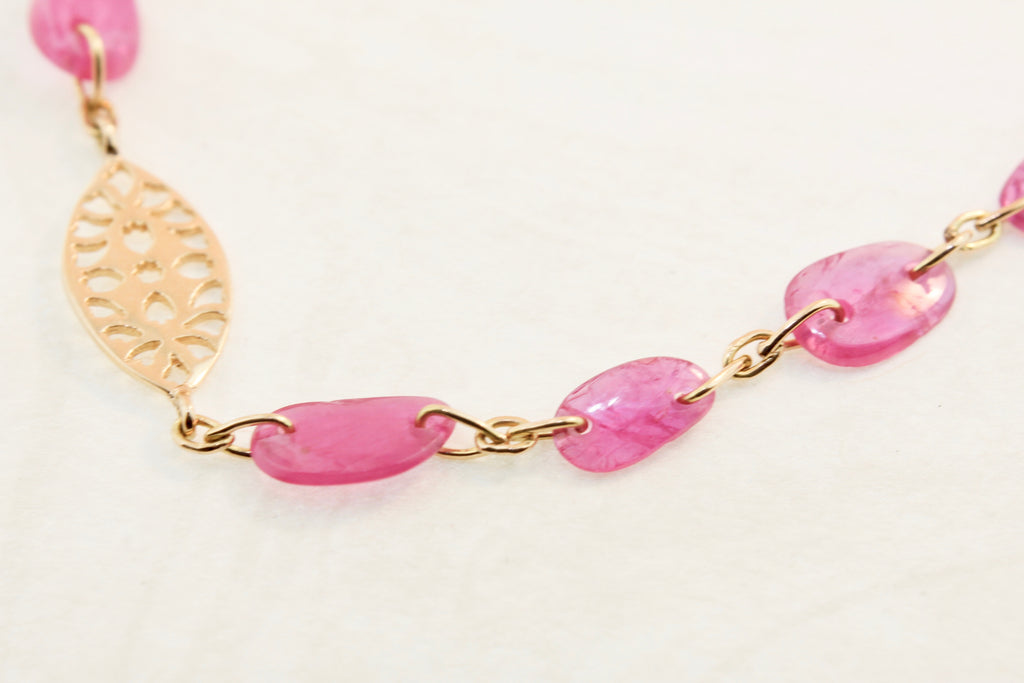 Lainie Ruby Polished Flat Free Form with Evil Eye Bracelet-Bracelets-Nari Fine Jewels-Nari Fine Jewels