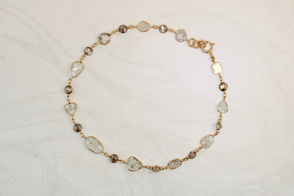 Nura Diamond Slice Bezel and Colored Diamond Floating Bracelet-Bracelets-Nari Fine Jewels-Nari Fine Jewels