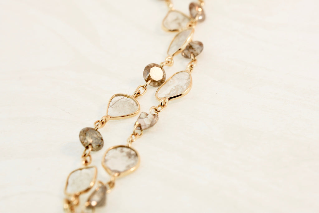 Nura Diamond Slice Bezel and Colored Diamond Floating Bracelet-Bracelets-Nari Fine Jewels-Nari Fine Jewels