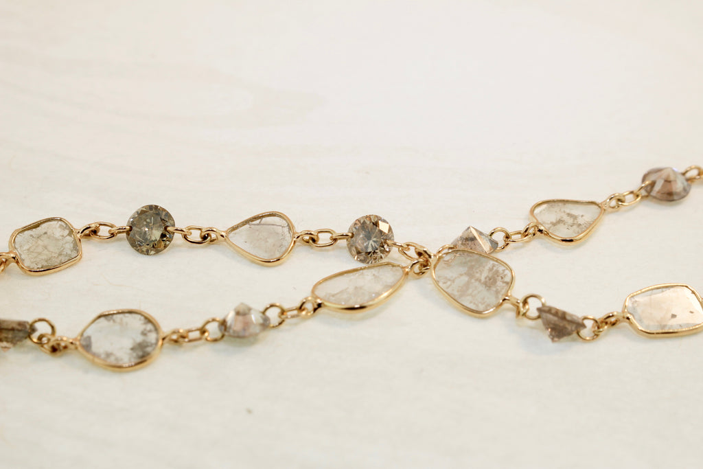 Nura Diamond Slice Bezel and Colored Diamond Floating Bracelet-Bracelets-Nari Fine Jewels-Nari Fine Jewels