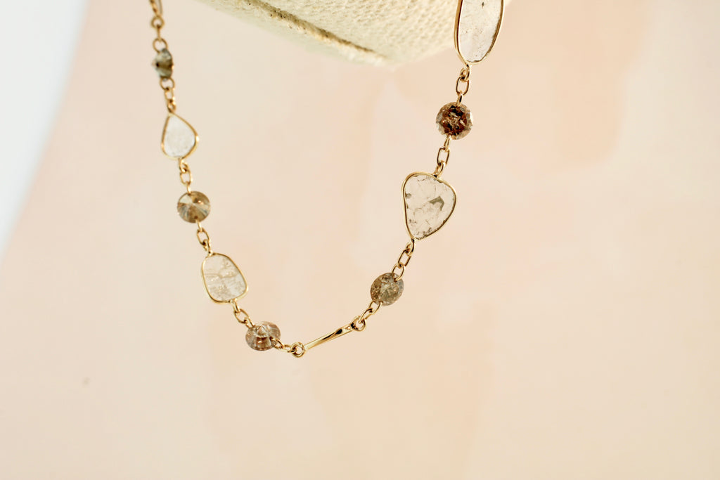 Nura Diamond Slice Bezel and Colored Diamond Floating Bracelet-Bracelets-Nari Fine Jewels-Nari Fine Jewels