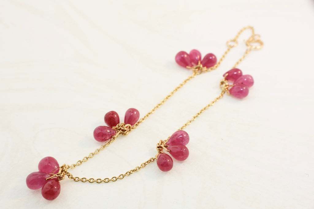 Cassia Ruby Briolette Dangle Bracelet-Bracelets-Nari Fine Jewels-Nari Fine Jewels