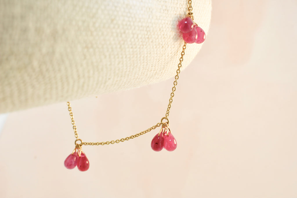 Cassia Ruby Briolette Dangle Bracelet-Bracelets-Nari Fine Jewels-Nari Fine Jewels