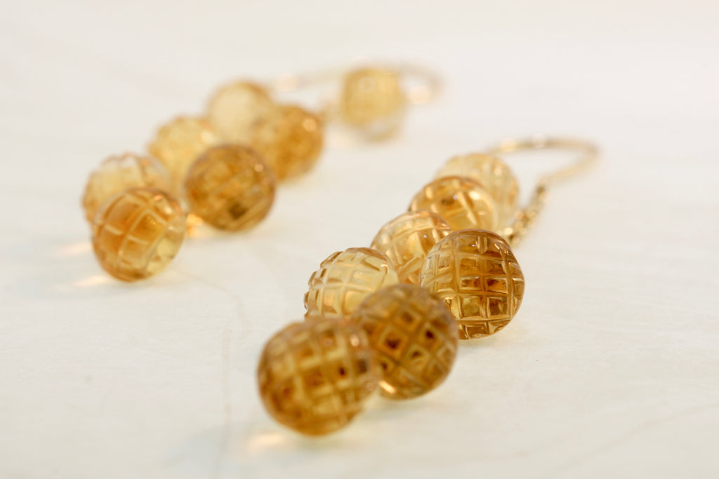 Talia Citrine Waterfall Briolette Dangling Earrings-Earrings-Nari Fine Jewels-Nari Fine Jewels