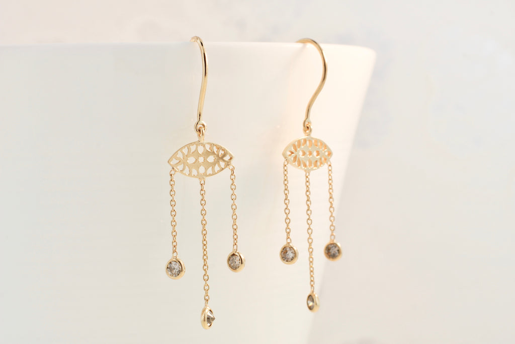 Rumi Lucky Evil Eye Diamond Dangle Earrings-Earrings-Nari Fine Jewels-Nari Fine Jewels