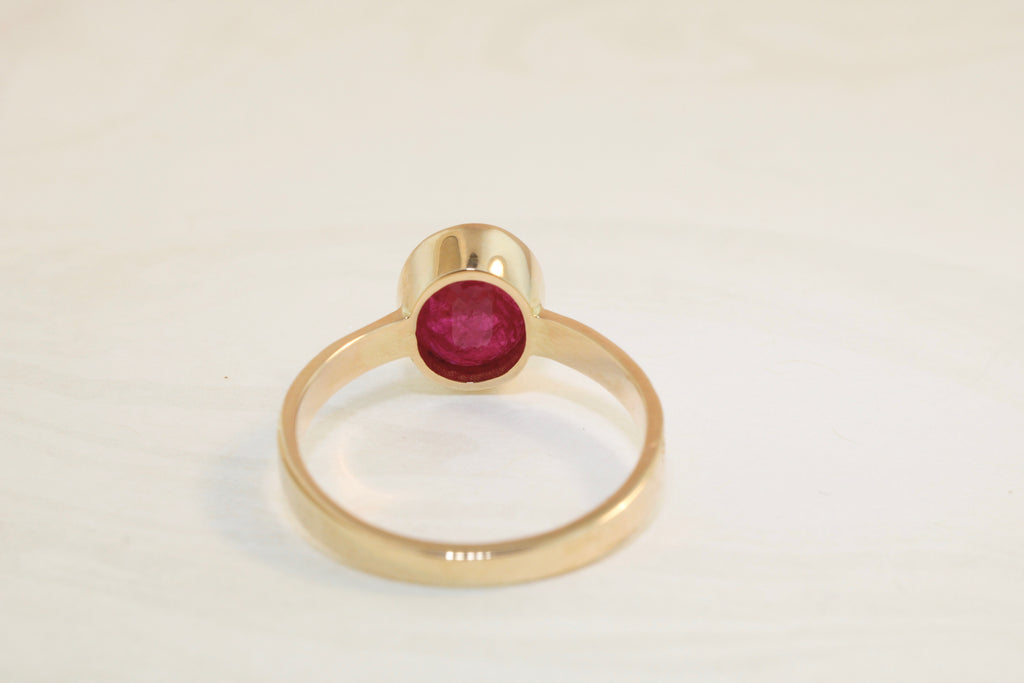 Bella Ruby Solitaire Ring with Micro Pavé Diamond-Rings-Nari Fine Jewels-Nari Fine Jewels