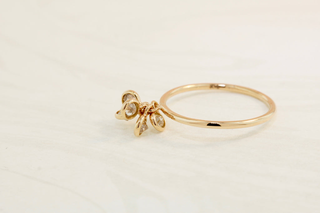 Cassia Round Brilliant Diamond Dangling Ring-Rings-Nari Fine Jewels-Nari Fine Jewels