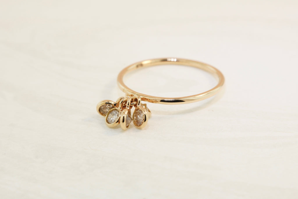 Cassia Round Brilliant Diamond Dangling Ring-Rings-Nari Fine Jewels-Nari Fine Jewels