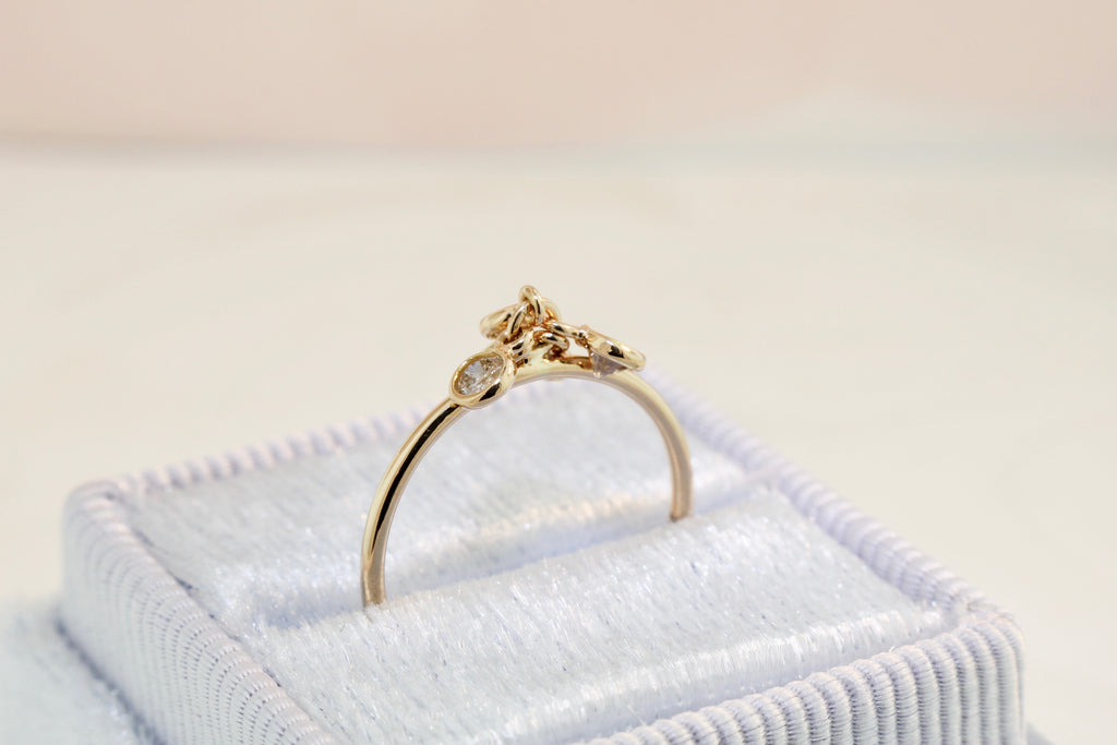 Cassia Round Brilliant Diamond Dangling Ring-Rings-Nari Fine Jewels-Nari Fine Jewels
