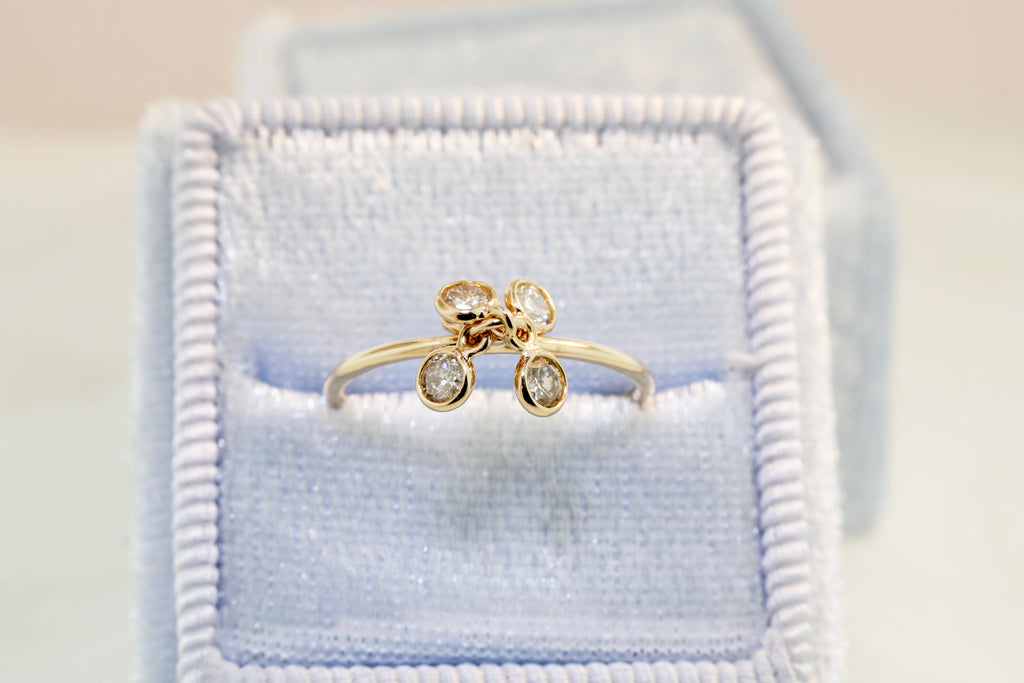 Cassia Round Brilliant Diamond Dangling Ring-Rings-Nari Fine Jewels-Nari Fine Jewels