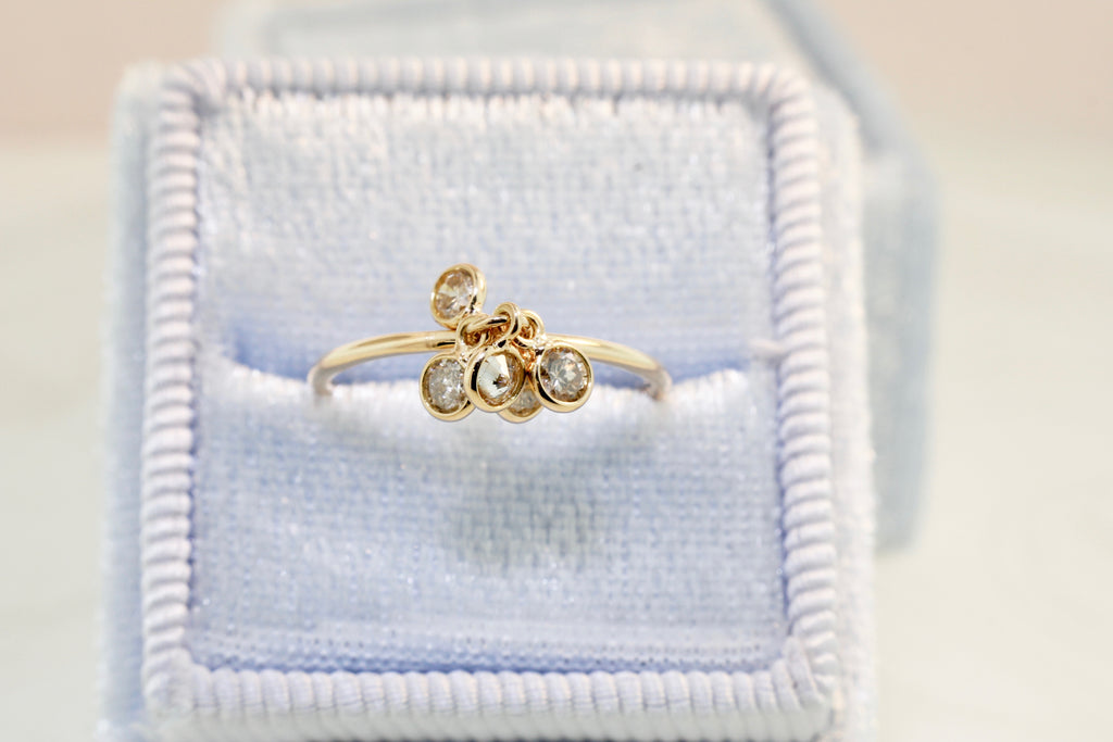 Cassia Round Brilliant Diamond Dangling Ring-Rings-Nari Fine Jewels-Nari Fine Jewels