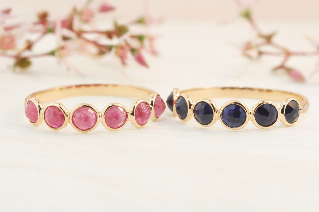 Poppy Ruby Round Bezel and Diamond Pavé Ring-Rings-Nari Fine Jewels-Nari Fine Jewels