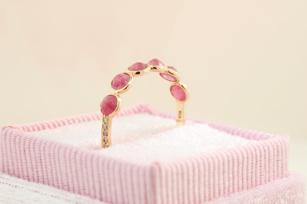 Poppy Ruby Round Bezel and Diamond Pavé Ring-Rings-Nari Fine Jewels-Nari Fine Jewels