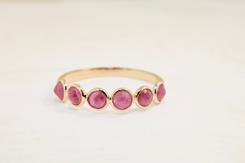 Poppy Ruby Round Bezel and Diamond Pavé Ring-Rings-Nari Fine Jewels-Nari Fine Jewels