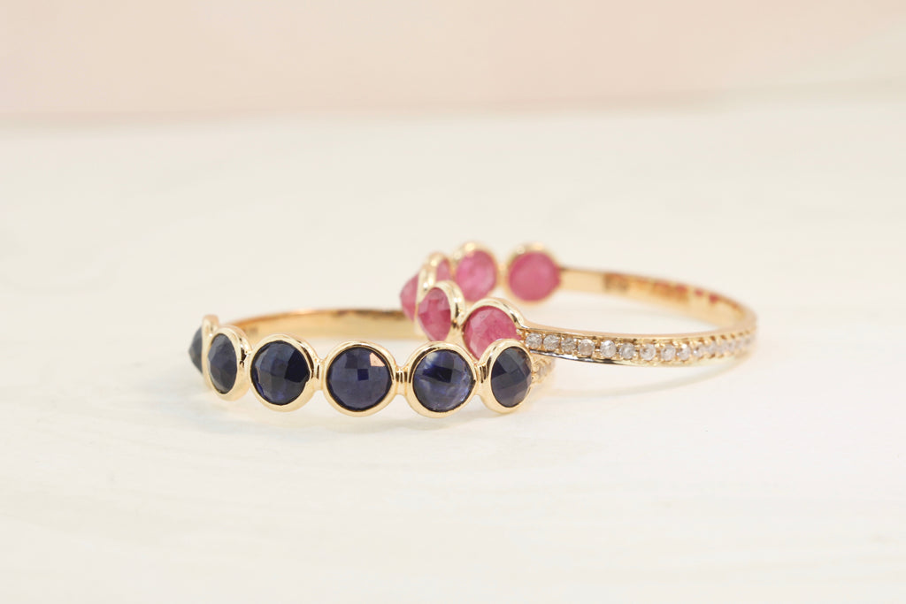 Poppy Ruby Round Bezel and Diamond Pavé Ring-Rings-Nari Fine Jewels-Nari Fine Jewels