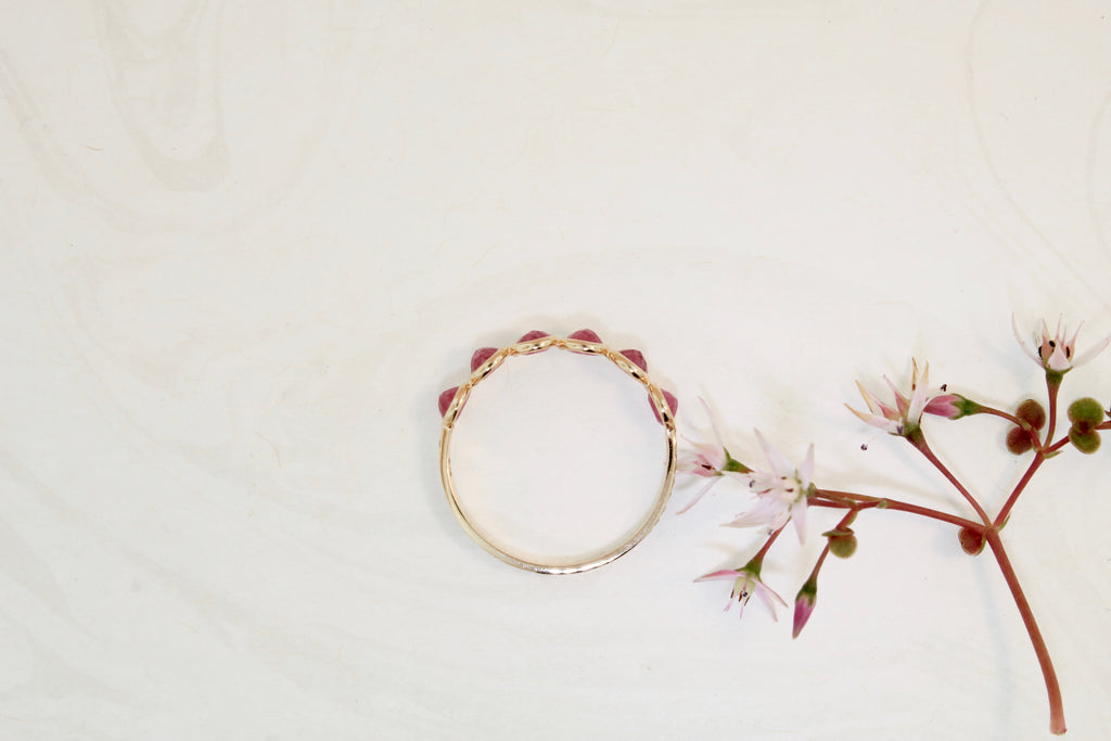 Poppy Ruby Round Bezel and Diamond Pavé Ring-Rings-Nari Fine Jewels-Nari Fine Jewels