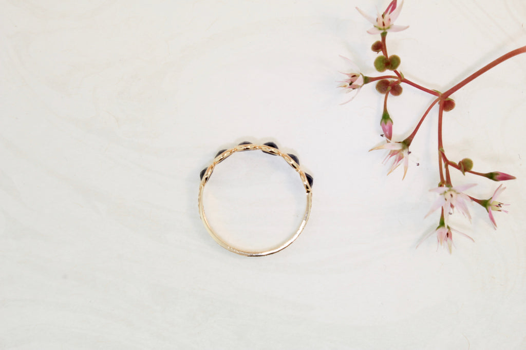 Poppy Sapphire Round Bezel and Diamond Pavé Ring-Rings-Nari Fine Jewels-Nari Fine Jewels