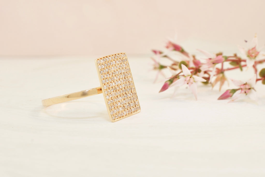 Elle Rectangle Diamond Pavé Cluster Ring-Rings-Nari Fine Jewels-Nari Fine Jewels