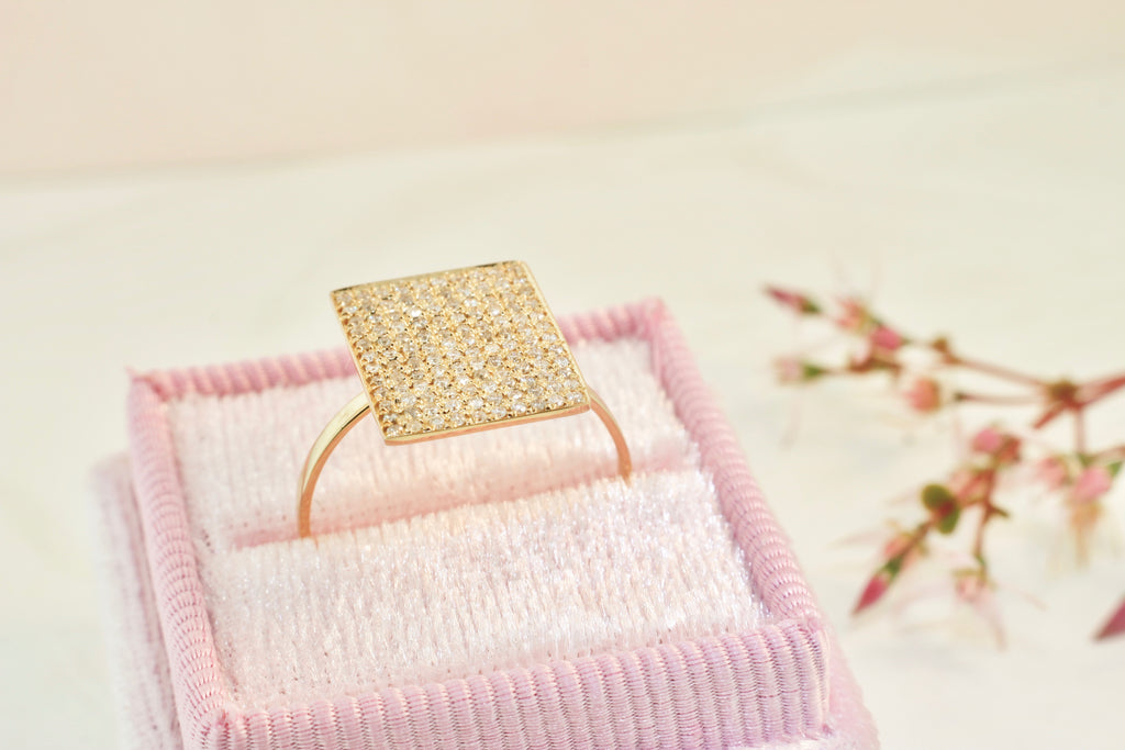 Elle Rectangle Diamond Pavé Cluster Ring-Rings-Nari Fine Jewels-Nari Fine Jewels